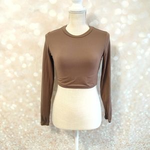 Mocha Long Sleeved Crop Top